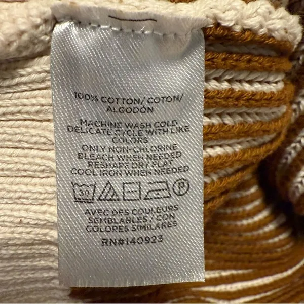 LOFT Pullover Sweater Brown Cream‎ Striped Ribbed Knit V-Neck Women Small - Image 6