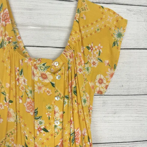Anthropologie Abel‎ the Label Yellow Floral Hi-Low Maxi Dress Medium Gypsy Boho - Image 5