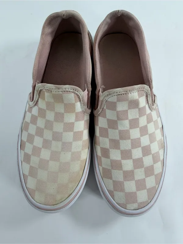 Vans Classic Slip On‎ Checkerboard Blush Pink Canvas Skater Shoes Womens 6.5 - Image 4