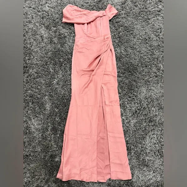 ASOS Edition Satin Bardo Drape Wrap Maxi Dress in Dusky Rose, Size 0​​​​​​​​ - Image 4