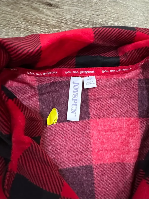 Women’s fleece Red & Black Buffalo Plaid Pajama Set - Image 2