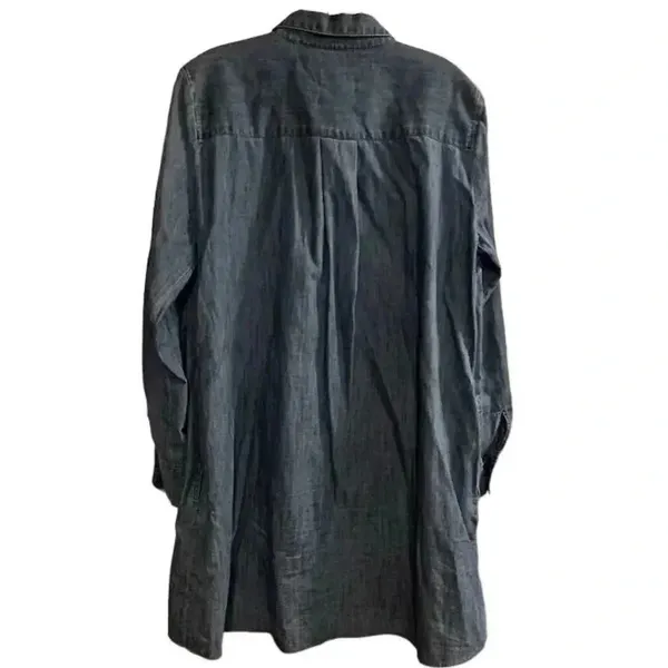Ann Taylor LOFT Women's M Blue Denim Long Sleeve Tunic‎ Dress Short Side Pockets - Image 2