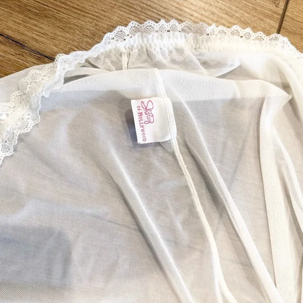 Vtg Womens White Lace Lingerie Top XL Feminine Romantic Dainty Wedding Night - Image 5
