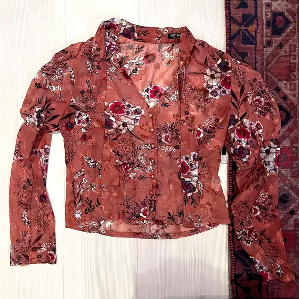 Nasty Gal floral tie blouse - Image 3
