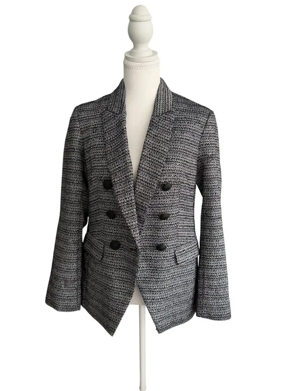 EXPRESS Black White Boucle Blazer Jacket Size 6 NEW NWT - Image 5