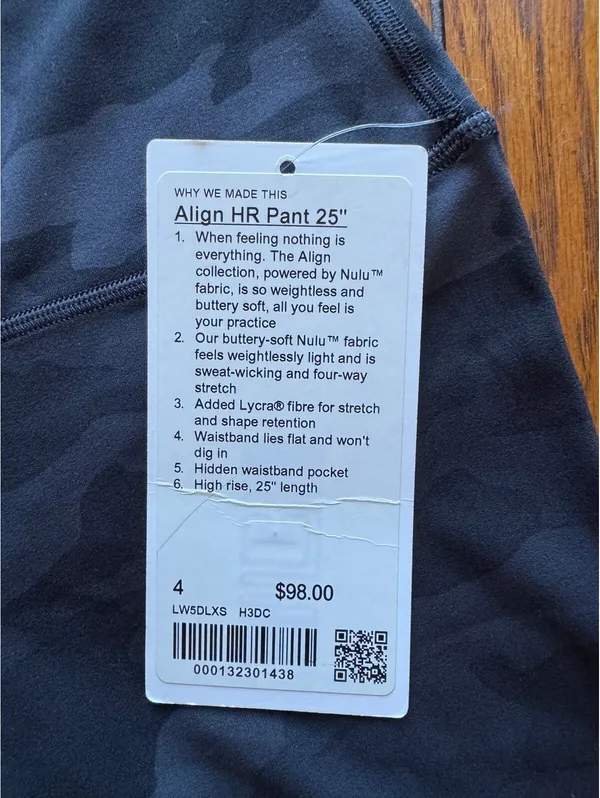 Lululemon Align High-Rise 25” Heritage Camo Deep Coal Black Size 4 NWT - Image 4