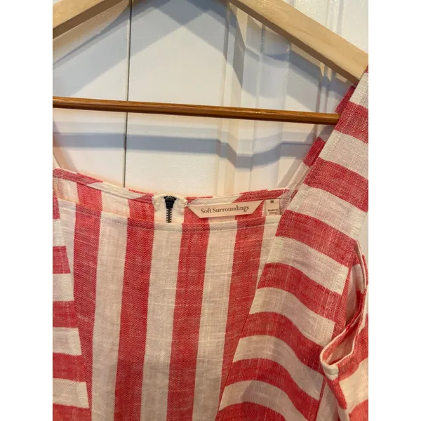 Soft Surroundings Red And White Stripe Cold‎ Shoulder Tunic/Dress Size Medium - Image 6