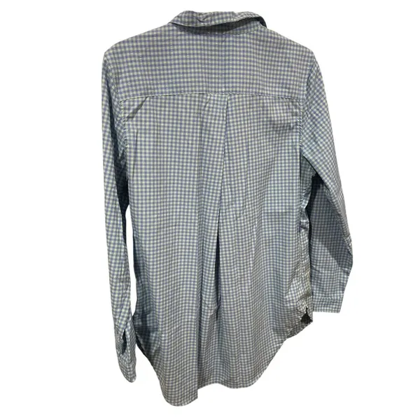 L.L.Bean Womens Medium Button-Up Gingham Shirt Blue & Green Long Sleeve 23i - Image 4