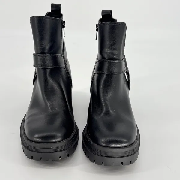 Sincerely Jules Dolphin Moto Ankle Boots Womens 8 Black Harness‎ Lug Sole Biker - Image 9