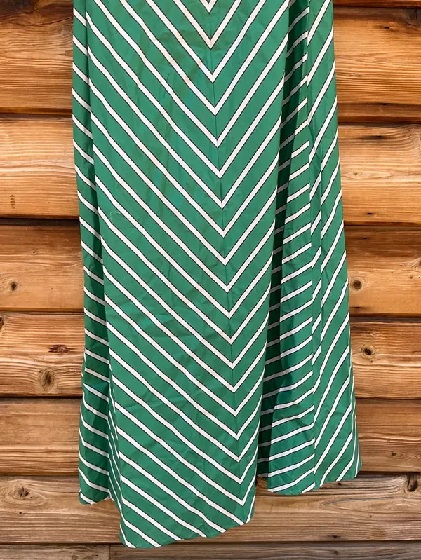Few Moda o.p.t Green Size M Noelle Stretch Cotton Halter Long Striped Maxi Dress - Image 12