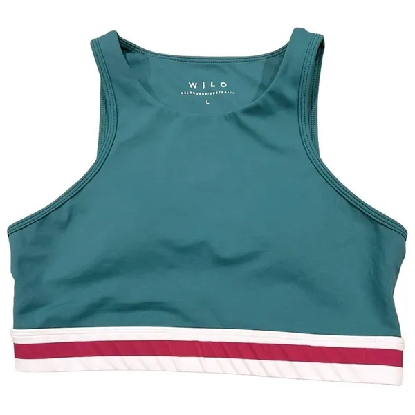 Wilo Teal Striped Band Sports Bra Size L Nwot - Image 2