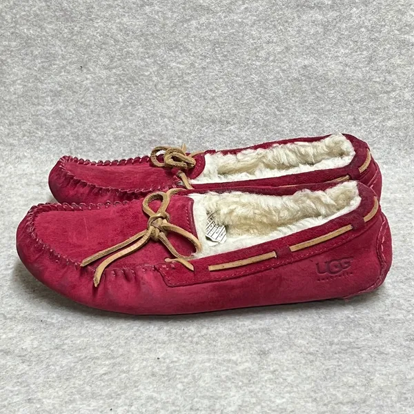 UGG Australia Dakota Sangria Pink Suede Moccasin Slippers 5612‎ Womens 7 GUC - Image 2