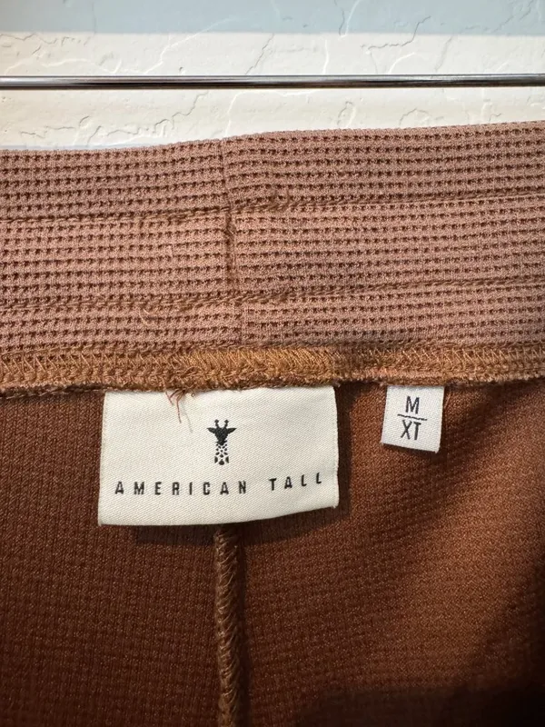 American Tall Waffle Knit Wide Leg Pants Size Medium Extra Tall Brown Lounge - Image 6