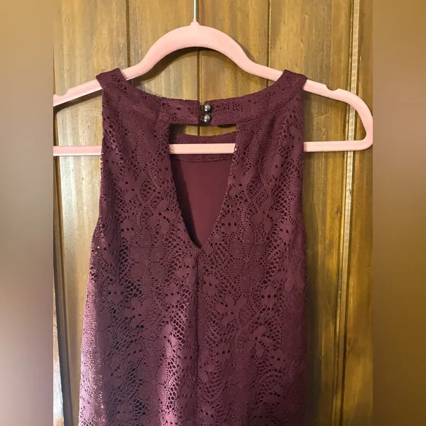 Altar’d State Elegant Lace Burgundy Dress - Image 5