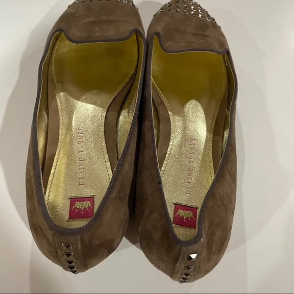Elaine Turner Brown Leather Studded Flat Loafers‎ Size 10 - Image 7