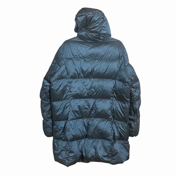 Eddie Bauer Luna Peak Women Sz XXL Down Parka Coat Blue Hooded Quilted Full Zip - Image 4