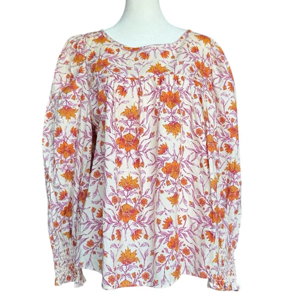 Universal Threads Orange Puff Sleeve Blouse with Peter Pan Collar‎ - Image 2
