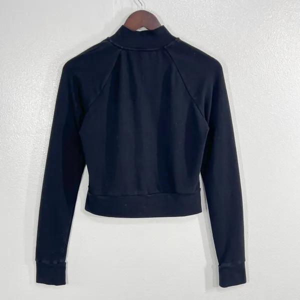 SKIMS Outdoor Fleece Mock Neck Full Zip Crop Pullover Small Black Neck Raglan - Image 4