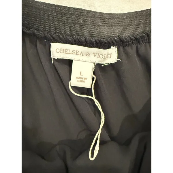 Chelsea & Violet Maxi Skirt Women's Large Black Gold Dot Printed Tiered Pleated - Image 4