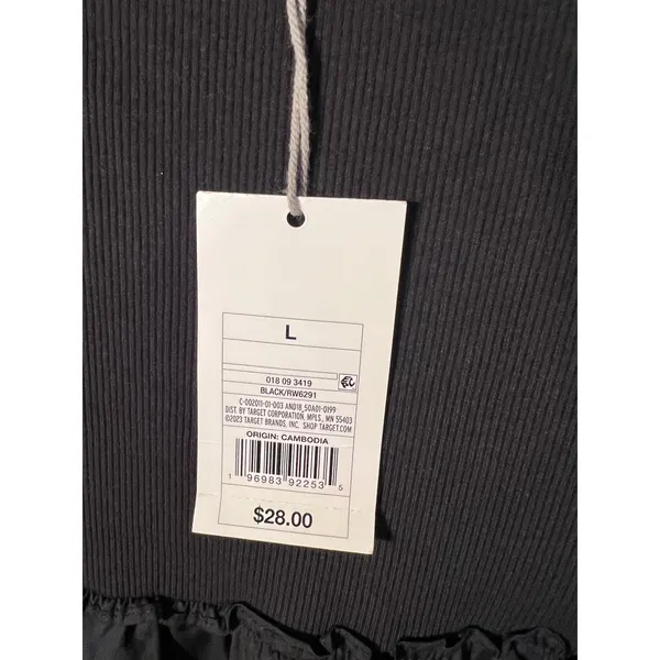 A New Day Women's Size Large Sleeveless Knit Midi A-Line Dress Black Ruffle - Image 11