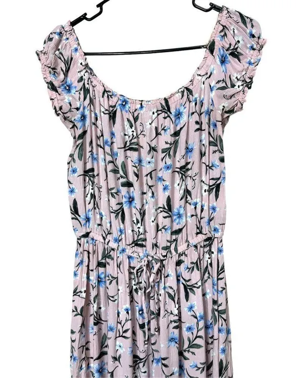 American Eagle Outfitters Pink Floral Tiered Boho Off Shoulder Maxi Dress Size M - Image 2