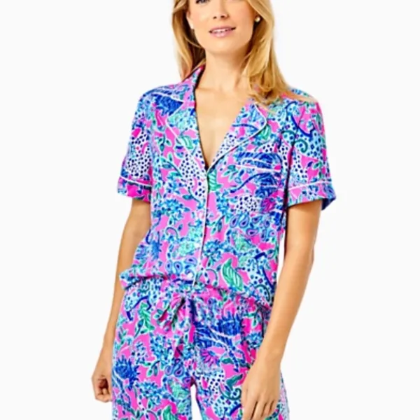 {Lilly Pulitzer} Brand New PJ Woven Short Sleeve Top - Image 2
