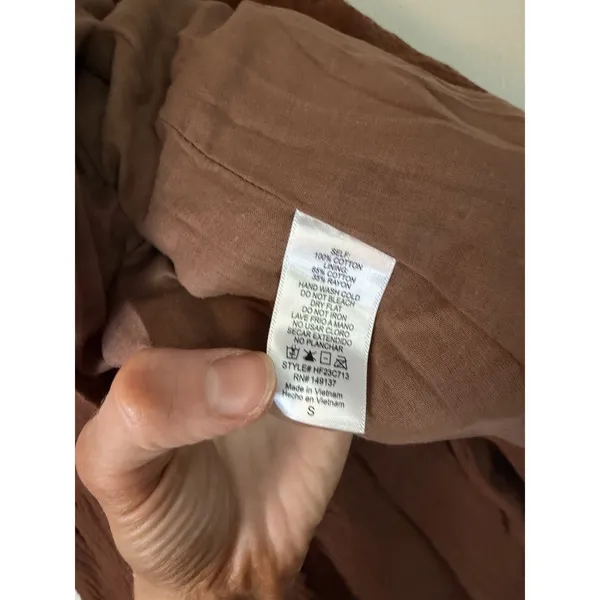 IYF Brown Sleeveless 100% Cotton Mini Dress Lined Festival Concert S NWT - Image 8