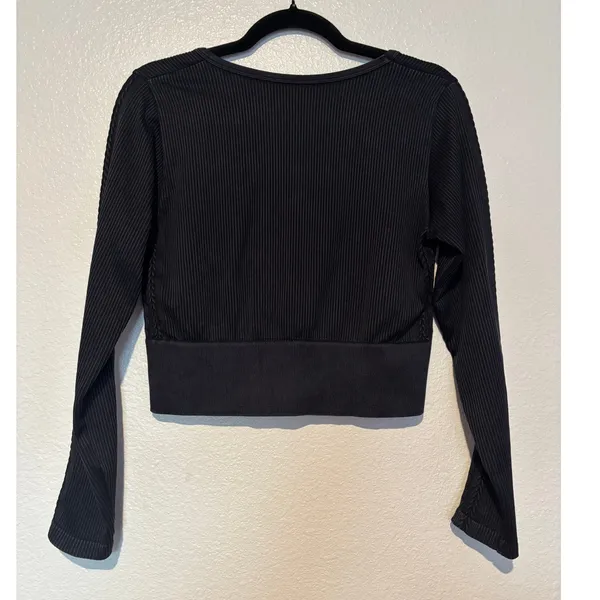 OFFLINE By Aerie Size XL Seamless Cable Square Neck Long Sleeve Crop Top - Image 4