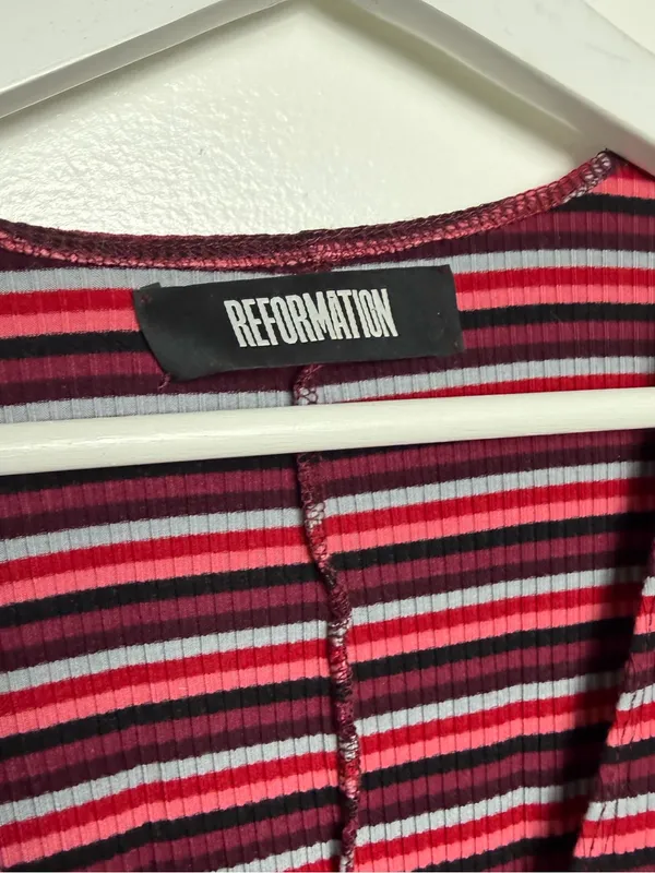 Reformation Striped V-Neck Top - Image 5