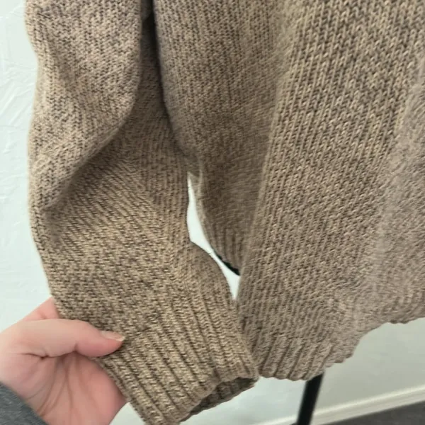 Columbia Tan Quarter Zip Jacket w/ Cable Knit Details - Image 3