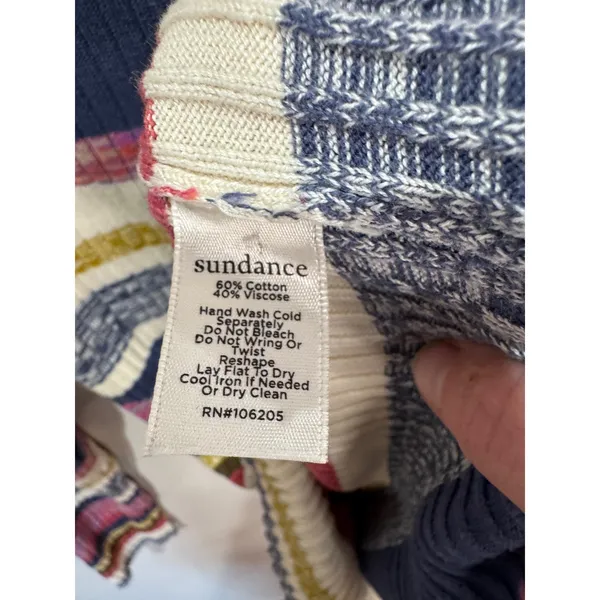 Sundance‎ Striped Ribbed Long Sleeve Top In Multi Women's Size LP - Image 6