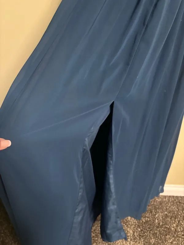 Azazie Blue Bridesmaid Dress Size 16 Sleeveless Maxi Prom Formal Side Slit - Image 7