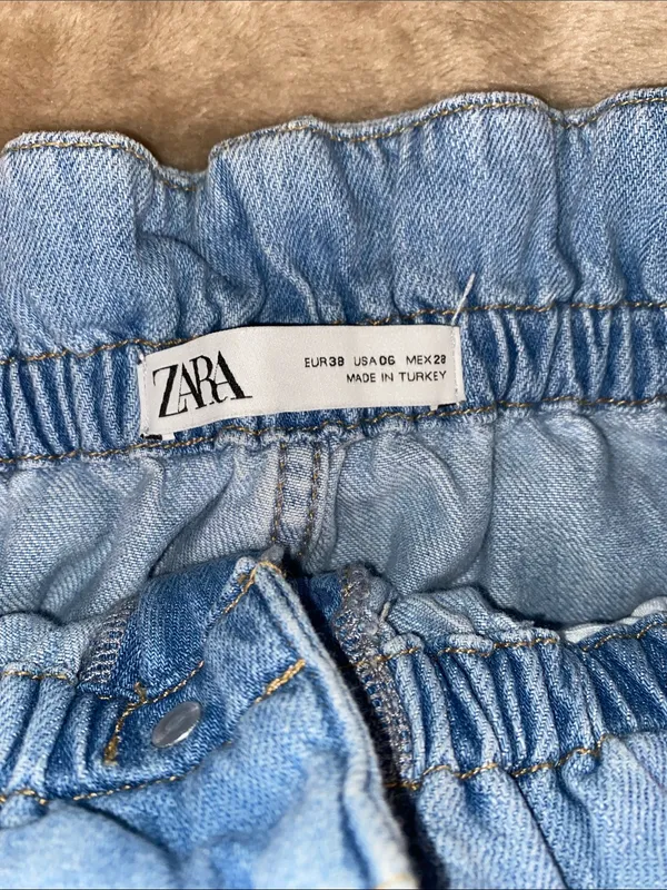Zara Light Blue Paperbag Baggy Denim Jeans with Elastic Waist - Image 2