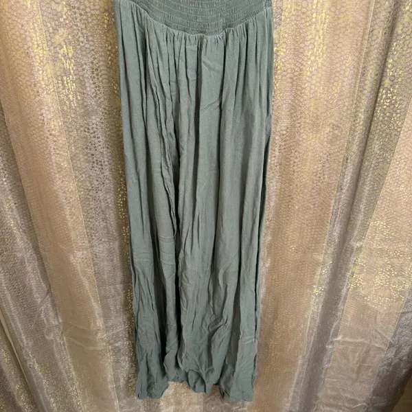 Young, Fabulous & Broke Olive Green Smocked Faux Wrap Maxi Dress Small - Image 3