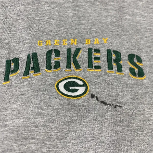 Green Bay Packers Shirt Mens Gray NFL Football Long Sleeve Crewneck Embroidered - Image 2