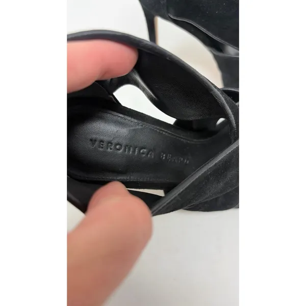 Veronica Beard Aerin Black Suede Heeled Sandals Sz 6 - Image 3