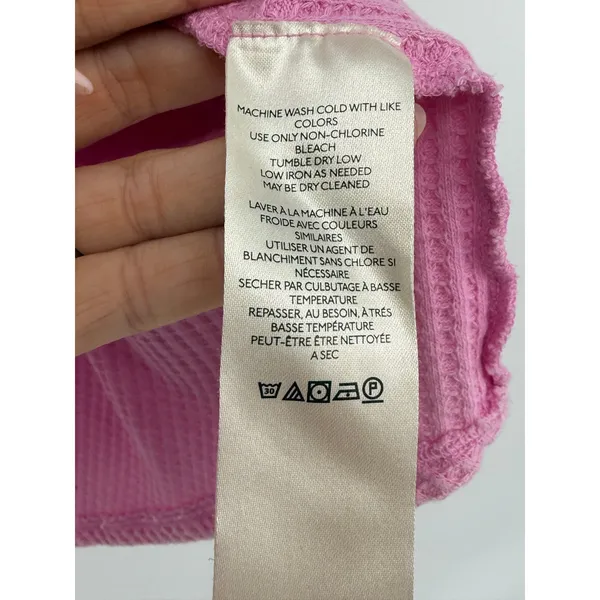 Free People We The Free Coraline Thermal Top Pink Waffle Knit Oversized XS - Image 7