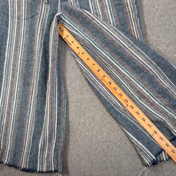 Democracy Wide-Leg Cropped Pants Womens 4 Flex-ellent Raw Hem Linen Blend Stripe - Image 4