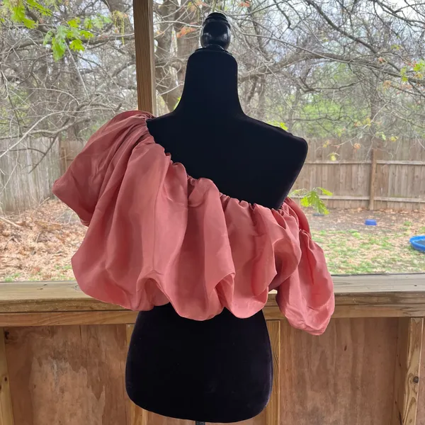 ASOS Design Women's Volume Ruffle Off Shoulder Occasional Top In Pink Size 4 - Image 2