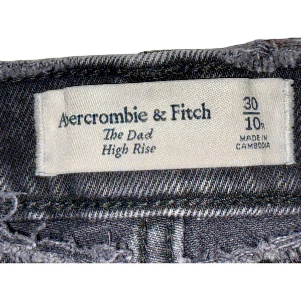 Abercrombie & Fitch Dad High Rise Black Wash Denim Distressed Jeans Size 30 10 R - Image 3