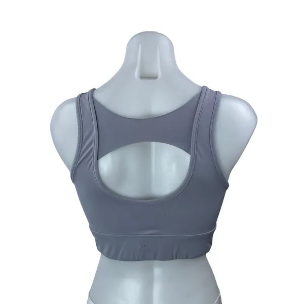 Varley Gray Purple Sleeveless Zip Up Yoga Athletic Crop Top Sports Bra Size M - Image 3