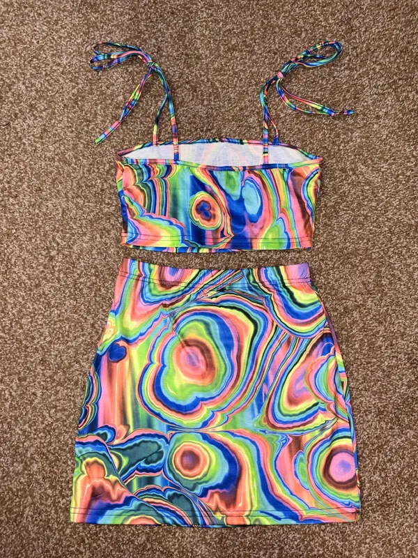 SheIn Vibrant Psychedelic Two Piece Set - Image 2