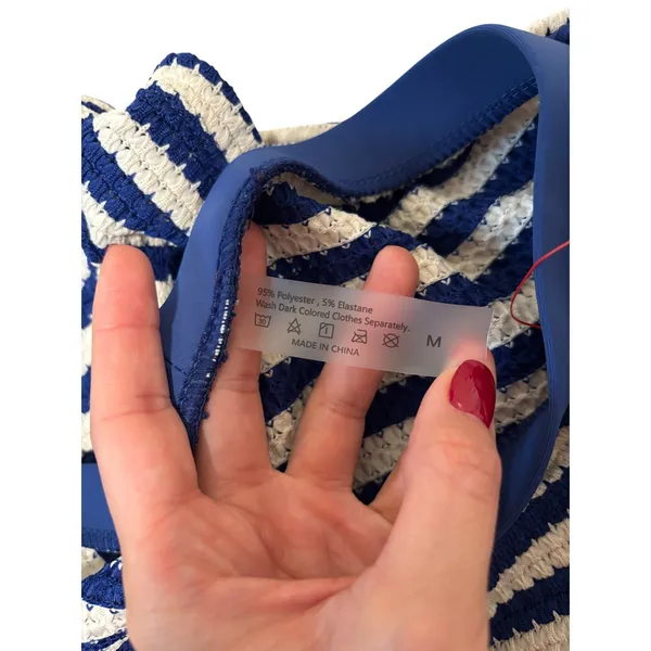 Striped Blue and White Knit Shorts Size M - Image 6