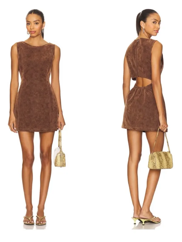 Free People Atlas Faux Suede Mini Dress L - Image 7
