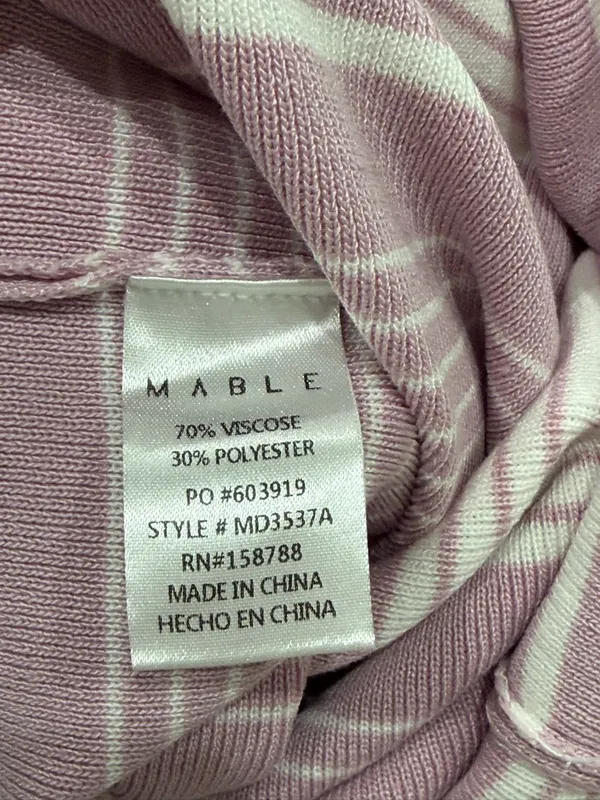MARBLE Pink and Cream Striped Knit Dress with Cutout Front - Image 8