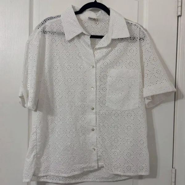 HOUSE OF CB 'Carrie' White Broderie Anglaise Shirt NWOT Size S - Image 4