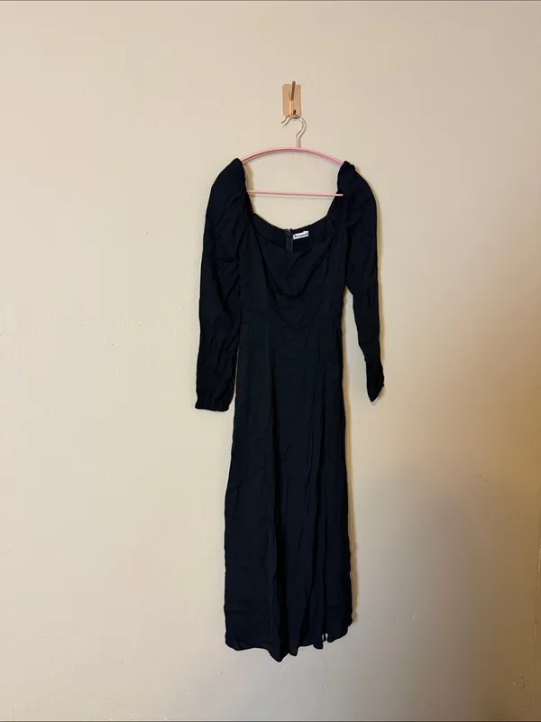 Reformation Sigmund Dress Black Slit‎ Dress Size 2 - Image 4