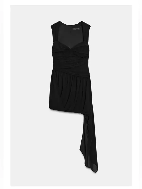 Zara SHORT DRAPED DRESS WITH ASYMMETRIC AND PUFFY‎ HEM - Image 4