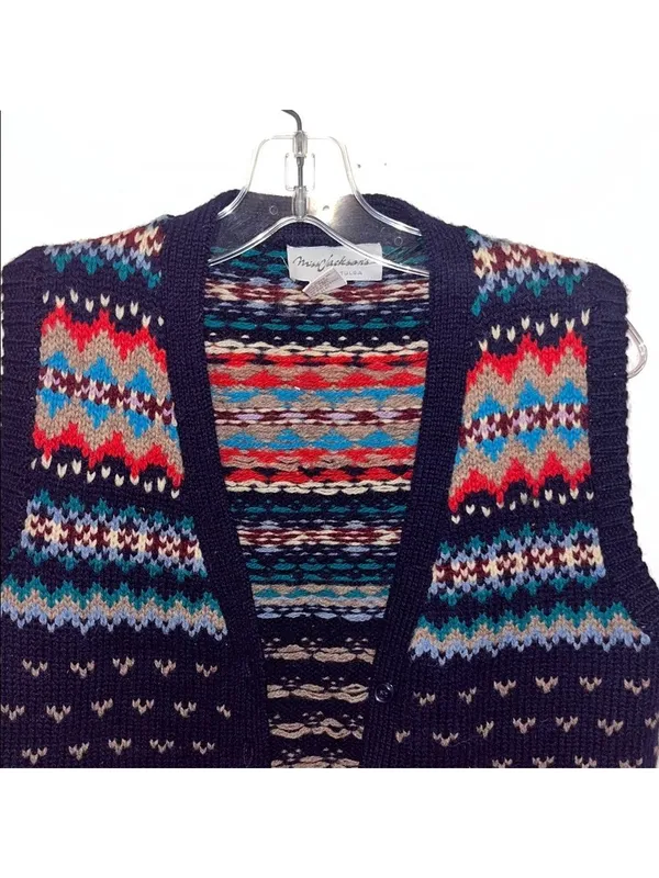 Vintage 90s Multicolor Knit Sweater Vest - Image 3