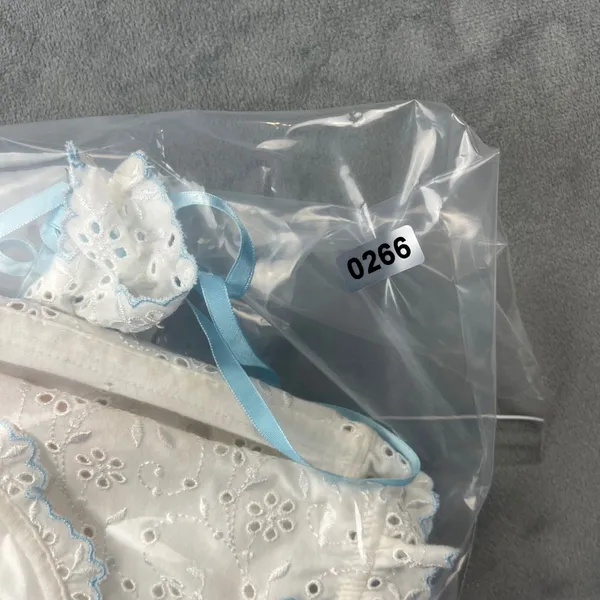 For Love & Lemons Eyelet Corset Top Size M White Blue Ribbon SKBR1513-SU21 - Image 8